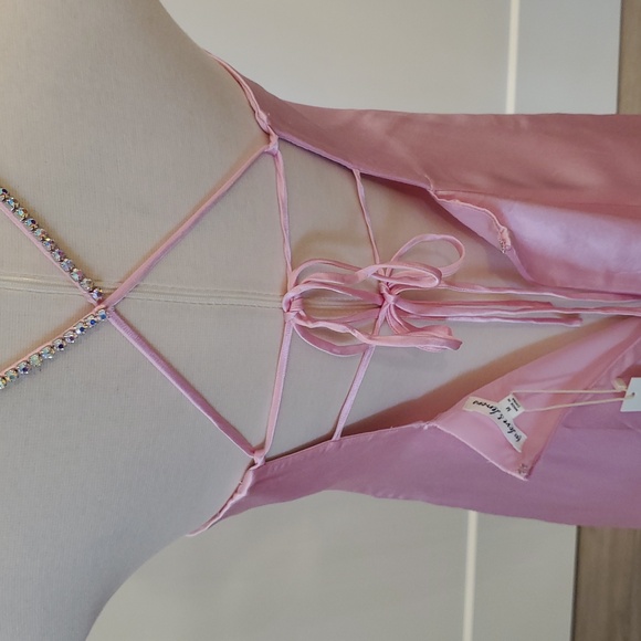 For Love And Lemons Pink Satin Mini Dress Size M new with tags - Picture 9 of 11